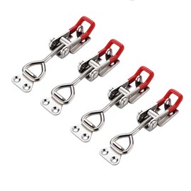 E-TING 4 Pack Heavy Duty 4002 Toggle Latch Clamp, Adjustable Toggle Clamp Latch with Lock Hole,485 Lbs Holding Capacity Pull Latch for Smoker Door, Box Case Trunk, Lid, Jig (with 20PCS Screws)