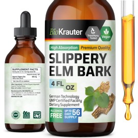 BIO KRAUTER Slippery Elm Bark Drops - Ulmus Rubra Slippery Elm for Women and Men - Respiratory & Digestive Support - Vegan, Alcohol & Sugar Free Extract - 4 Fl.Oz.