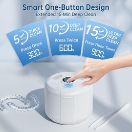 Ultrasonic Retainer Cleaner Machine, 45kHz Retainer Cleaner for Dentures, Aligners, Mouth Guards, Night Guards & Jewelry, 5/10/15-Minute Timer, 200ML Tank | Compact & Ideal Gift