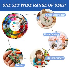 IGUGI Embroidery Thread Set, 300 Colors 384 Pieces Embroidery Thread Kit for Embroidery Cross Stitch Knitting Brazilian Bracelets Sewing Thread Tools Accessories Brazilian Bracelet
