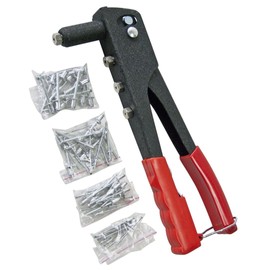 Rivet Gun With 4 Interchangeabe Nozzle Hand Riveter Complete Riveting Kit Tool With 60 Pop Rivets