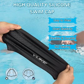 VANOLU Silicone Swim Cap for Long Hair Adults Women Men, Extra Large Waterproof Stretchy Swimming Caps, Durable Tear Resistant Bathing Cap