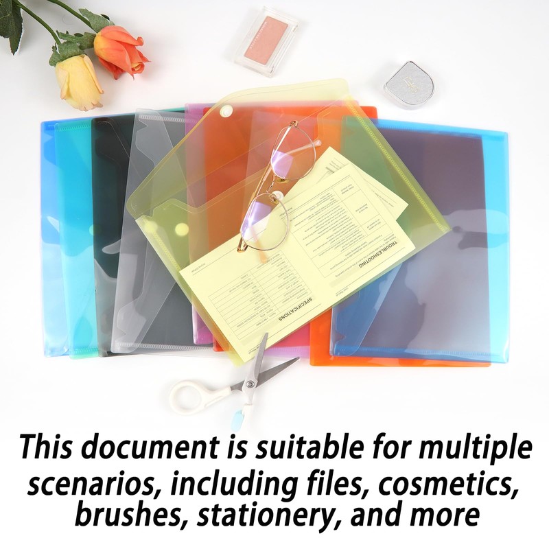 Pack of 10 Document Wallets A5 Filing Colours Document Folder