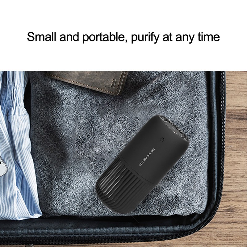 Black Air Purifier Portable USB Powered Low Noise Car Air