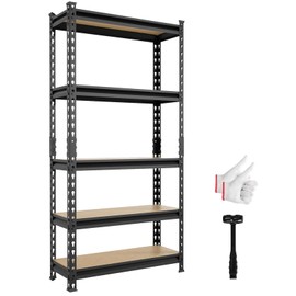 BIG RED 5 Tier Heavy Duty Garage Storage Shelving: Adjustable Metal Utility Shelving Rack for Garage, Basement, Pantry, Closet - 2,000lb Capacity (72"x35"x12") Black