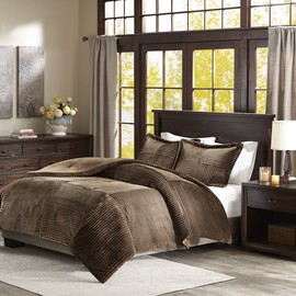Premier Comfort Madison Park Parker Corduroy Ultra Soft Luxury Premium Plush Comforter Mini Bedding Set, Full/Queen, Brown