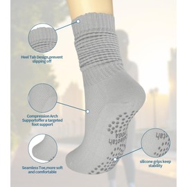 Cute Yoga Socks for Women Non Slip Socks Pilates Socks with Grips for Women Scrunch Long Socks Slipper Hospital Socks Gripper Sticky Socks Barre Long Slouchy Grippy Socks