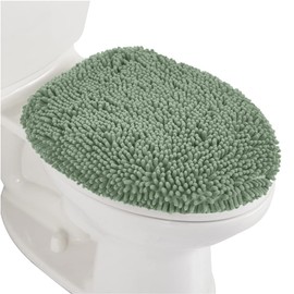 Gorilla Grip Soft Chenille Bathroom Toilet Lid Cover, Machine Washable Seat Covers, 17.5x15, Stays in Place Rubber Backing, Fits Most Round, Elongated and Oblong Lids, Accessories Decor, Sage Green