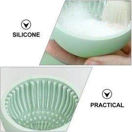 Limpiador de brochas de maquillaje de silicona, bandeja para lavar brochas de maquillaje, diseño de mano portátil, para limpiar brochas de sombras de ojos, color Color Aleatorio