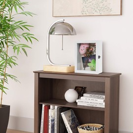 Muzilife 8x10 Shadow Box Picture Frame - 2.16" Interior Wood & Glass Rectangle Display Case Ready to Hang Memory Box Baby Sports Memorabilia, Pins, Awards, Tickets, and Photos, White