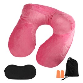 XhjzgcTech Air-Filled Travel Pillows for Sleeping Airplane Neck Support for Traveling Pillow Inflatable Travel Neck Pillows for Air-Filled Neck Pillow Airplane, with Eye Masks, Earplugs