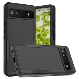 ZUSLAB Rugged Case for Pixel 6a Rugged Defender Protective Heavy Duty Shockproof Dustproof Cover for Google (2022) - Black