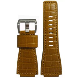Panatime 24mm Panatime Honey Leather Watch Band w Gator Print & M Stitch for Bell & Ross