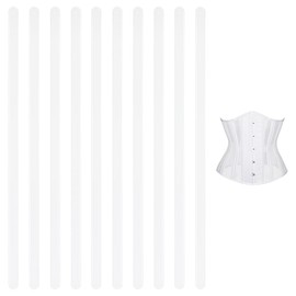 BENECREAT 10Pcs 13.8Inches White Glue Covered Manganese Steel Corset Boning, 1/2" Width Spiral Metal Corset Boning Steel, Spiral Corset Boning Stays Metal Boning for Corsets, Costumes Sewing