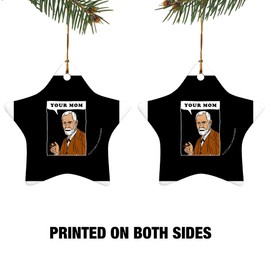 Your Mom Sigmund Freud Funny Humor Star-Shaped Porcelain Holiday Christmas Tree Ornament - 3.1"