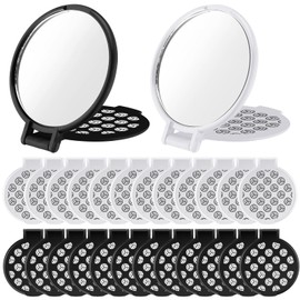 RattanView 24 Pcs Volleyball Compact Mirror Volleyball Gifts Sport Party Supplies 2.75 Inches Pocket Purse Mirror for Women Makeup Folding for Team Accessories Supplies (Black and White)