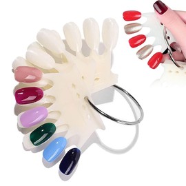 Set of 20 Nail Color Chart, BetterJonny Fan Swatches Color Chart Clear Maniver Nail Color Chart Steel Ring Clasp Design Removable Easy to Carry Simple and Practical DIY Practice Chip Display Art