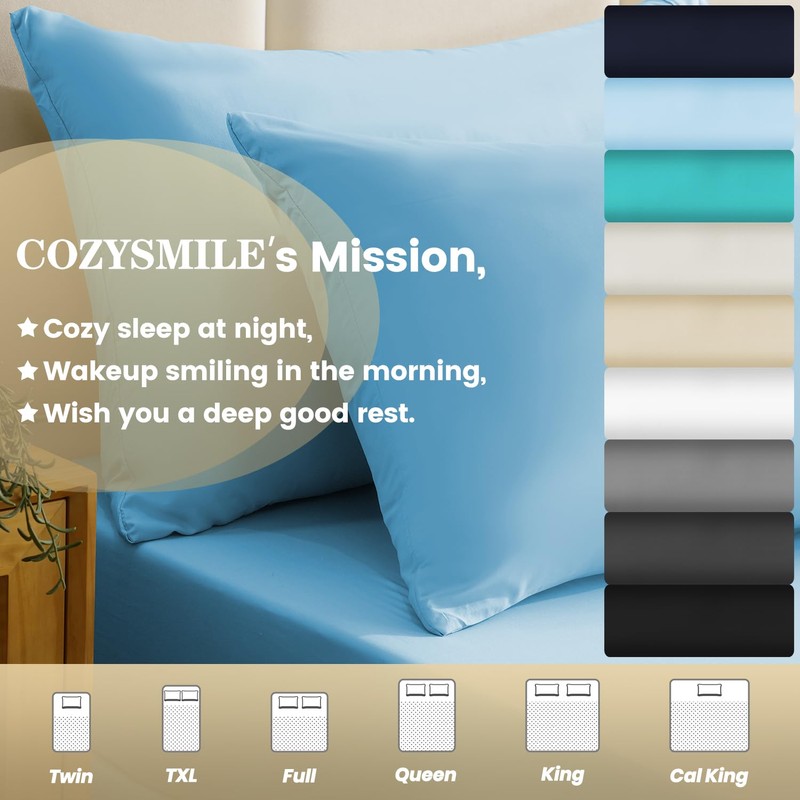 CozySmile Breathable Cooling Full Sheet Set - Hotel Luxury 4