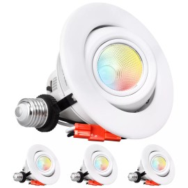 TorchStar 4-Pack Adjustable Ceiling Spot Light, 4" 5CCT LED Gimbal Retrofit Recessed Light