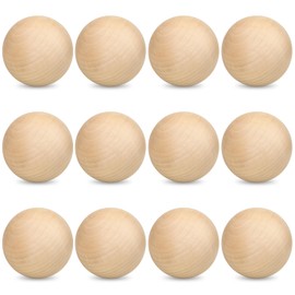 12 Pack 2.76 Inch Unfinished Wooden Balls, Wooden Round Ball, Natural Round Hardwood Balls, Wood Spheres for Crafts and DIY Projects and Decorations