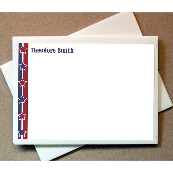 Personalized Patriotic Note Cards (40 Non-foldover Cards and Envelopes)
