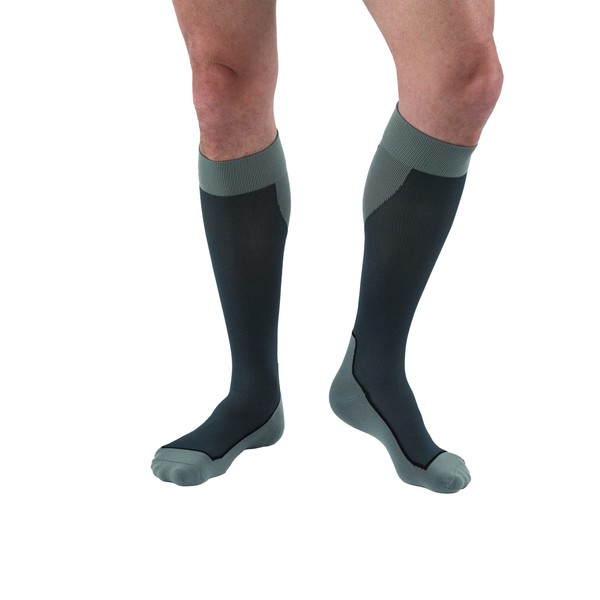JOBST Sport Knee High 20-30 mmHg Compression Socks, Black/Grey, Medium