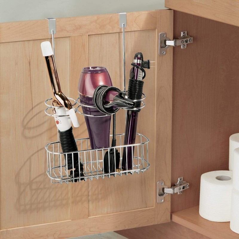 mDesign Over-Cabinet Hair Care Tools Holder for Hair Dryer, Flat