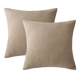 SOULFUL Double Muslin Cushion Cover, 45 x 45 cm, Cotton, Pillowcases 2-Piece with Zip, Oeko-Tex Certified, Beige