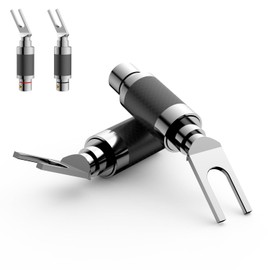 4 pieces high end cable lugs, fork connectors, carbon fork width 8.0 mm, full metal housing, high-end connectors, fork connector for cables up to 7 mm (carbon fibre shell)