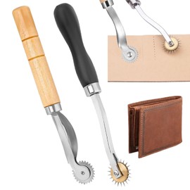 Set of 2 Sewing Pattern Wheels, Copy Wheel, Sewing Tool, Needle Wheel, Sewing Pattern Wheel with Wooden Handle, Toothed Tracking Wheel with Wooden Handle for Dressmaking, Cross Stitch, Sewing, Leather