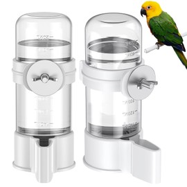 Pawfly 2 dispensadores de agua para pájaros, comedero automático, dispensador de agua de plástico para jaula, bebedero blanco para loros pequeños, periquitos, cacatúas y agapornis (no apto para alimen