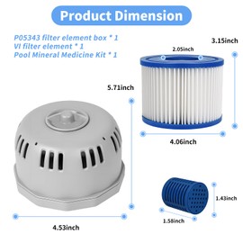 sawluv Replacement Hot Tub Part P05343, P6653 Filter Cartridge Holder and VI Spa Filter fits Best Way Cole Man Salu Spa, Filter Cartridge Holder Only for Hot Tubs Lay-Z-Spa, with Mineral Stick