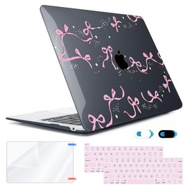 HOHAIYOO Compatible with MacBook Pro 13 inch Case M2 2024 2023 2022-2016 A2338 M1 A2251 A2289 A2159 A1989 A1706, Plastic Hard Shell Case & Keyboard Cover & Screen Protector &Webcam Cover, Bows-b