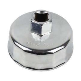 Oil Filter Wrench Cap 64-65mm 14 Flutes Chrome Plated High Carbon Steel Oil Filter Removal Tool, 1/2 inch Square Drive 22mm Hex Head Oil Filter Socket Wrench for Toyota A8, Nissan, Honda, etc