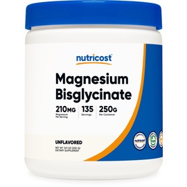 Nutricost Magnesium Bisglycinate Powder (Unflavored, 250 Grams) - Non-GMO, Vegan Supplement