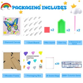 Diamond Art Kits for Kids - Crafts for Girls 8-12 - Diamond Art Painting with Wooden Frame - Arts and Crafts for Kids Ages 4-6 8-10 - GEM Art Supplies Dots for Adult Beginners Home Wall Decor Gifts