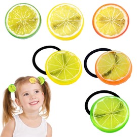 Frucht-Haarreif Set - 3x Haarclips + 3x Haargummis, kreative Zitronen-Designs, Orange, Gelb und Grün - für Mädchen und Frauen