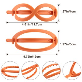 HINZIC 8Pcs Matte French Oval Barrette Clips for Women - Twist Curved Alligator Claw Clips, Plastic Bun Ponytail Holders, Strong No-Slip Jaw Clamps for Styling Hair Accessories