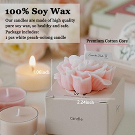 Mewealth Carnation Candles Gifts for Women, Soy Wax Aromatherapy Candle, Room Decor Cute Flower Shaped Scented Candles, Aesthetic Decorative (Peach Oolong Tea, 3 Inch)