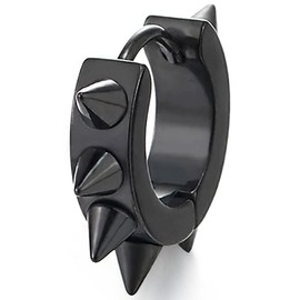 Pair of Black Huggie Hinged Hoop Circle Earrings for Men Women（CA）