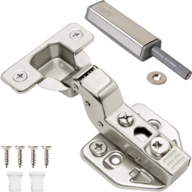 TOUCH Cabinet Hinges (1 Pair, 2 PCS) Inset Soft Push to Open Cabinet Hardware Chrome Magnetic Latch and Catch Push Release Opener for Kitchen Cupboard and Closets 3D Adjustable with Dowels