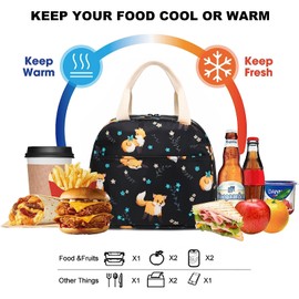Fox Insulated Lunch Bag for Women Grils, Reusable Tote Lunch Box for Work School Picnic Travel