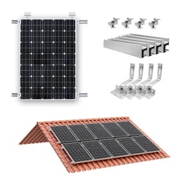 Heavy Duty Solar Mounting Kit for Concrete Tile and Slate Roofs,Complete Racking System with Aluminum Rails Clamps Hooks for Flat and Pitched Roofs,Fits Solar Panel Frames Under 35mm Thick