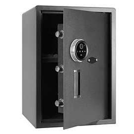 Security Biometric Fingerprint Safe, Steel Lock Box Safe for Home / Office / Hotel, Secure Handgun, Documents, Jewelry, Valuables - 1.8 Cubic Feet