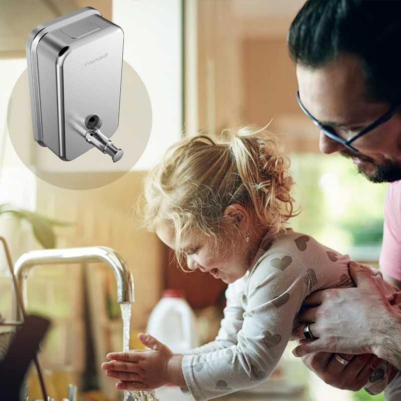 interhasa! Wall Mounted Soap Dispenser, Stainless Steel Soap Dispenser, Wall