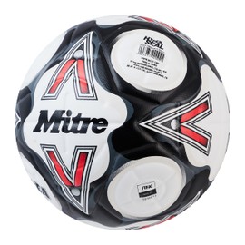 Mitre Delta Football | Highly Durable | Enhanced Accuracy and Consistency, White/Black/Bib Red, 4