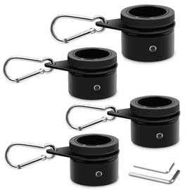 Flag Pole Rings, Aluminum Alloy Flagpole Rings 360° Rotating Anti Wrap Flag Mounting Ring, Spinning Flag Pole Clips with Carabiner for 0.75-1.02 Inch Diameter- Pack of 4 (Black)