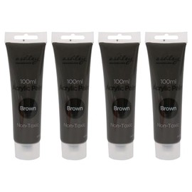 4x Acrylic Paints - 100ml - Brown - Professional Artist Art Craft Painting Supplies for Canvas Wood Glass Fabric Paper Clay Ceramic - By Ashley