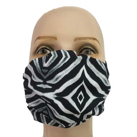 Reversible Family Stretchy Washable 2 Ply Comfy Ear Loop Multi Purpose Face Mouth Cover Small Child (4-8 years) Psych/Red Skulls