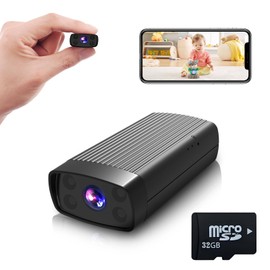 Mini Security Camera, HD Nanny Cam for Home - Smallest WiFi Wireless Cameras with Motion Detection App Control Night Vision, Portable Tiny Cam for Pet Baby Nanny Surveillance (Black Camera+32GB)